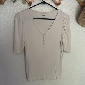 LOFT Cream Henley Top